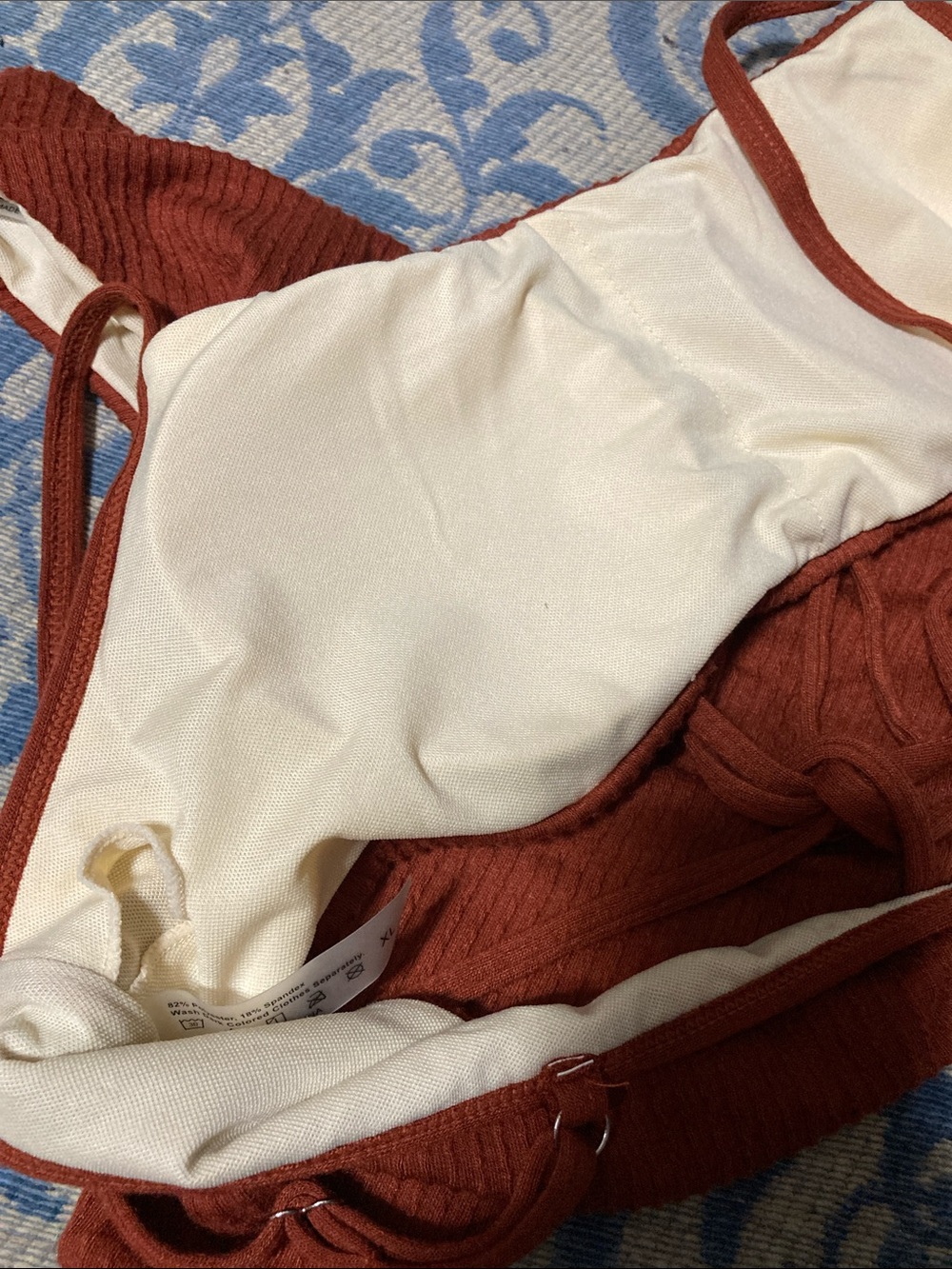 Rust Ribbed 2 piece bikini - XL - Picture 6 of 6